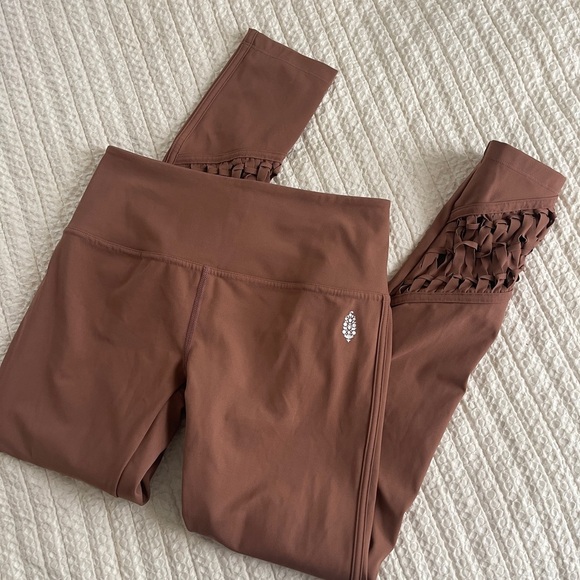Free People Revelation Leggings S mauve Braided Detail Yoga Workout - Picture 1 of 7
